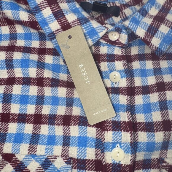 J.Crew Women’s Crimson Petal Plaid Boyfriend Flannel Button Up Shirt Sz 10P NEW - Picture 7 of 11